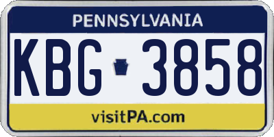 PA license plate KBG3858
