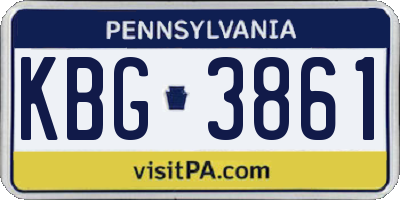 PA license plate KBG3861