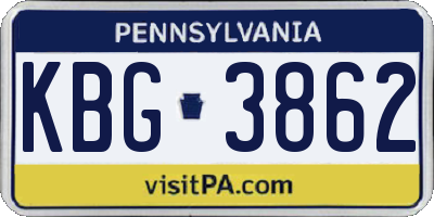 PA license plate KBG3862