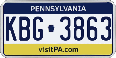 PA license plate KBG3863