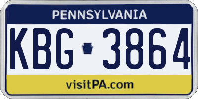 PA license plate KBG3864