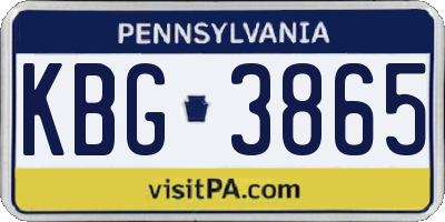 PA license plate KBG3865