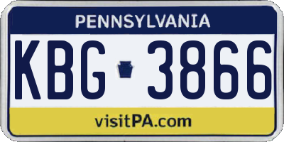 PA license plate KBG3866