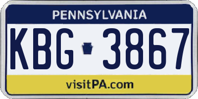 PA license plate KBG3867