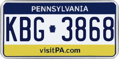 PA license plate KBG3868
