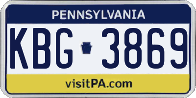 PA license plate KBG3869