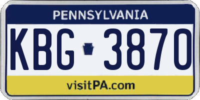 PA license plate KBG3870