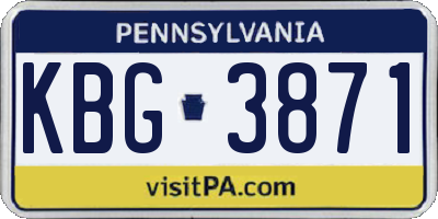 PA license plate KBG3871