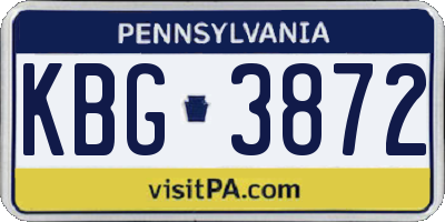 PA license plate KBG3872