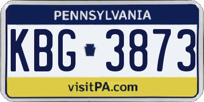 PA license plate KBG3873