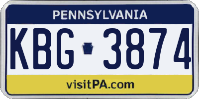 PA license plate KBG3874