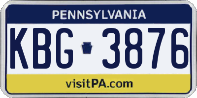 PA license plate KBG3876