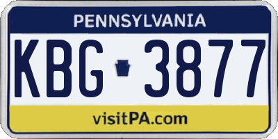 PA license plate KBG3877