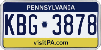 PA license plate KBG3878