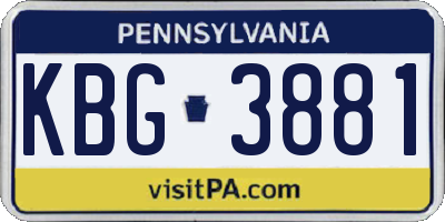 PA license plate KBG3881