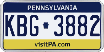 PA license plate KBG3882