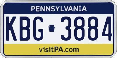 PA license plate KBG3884