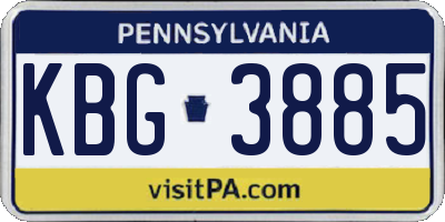 PA license plate KBG3885