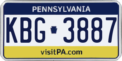 PA license plate KBG3887