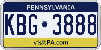 PA license plate KBG3888