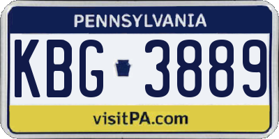 PA license plate KBG3889