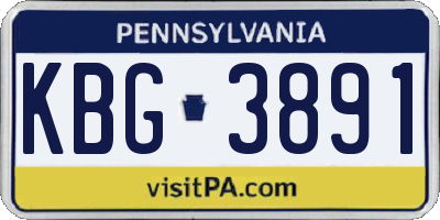 PA license plate KBG3891