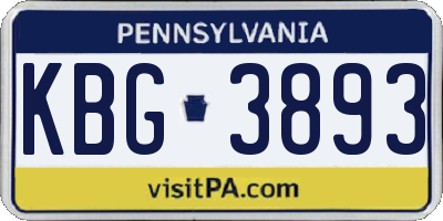 PA license plate KBG3893