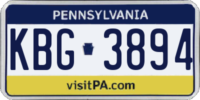 PA license plate KBG3894