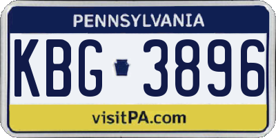 PA license plate KBG3896