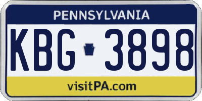 PA license plate KBG3898