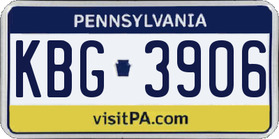 PA license plate KBG3906
