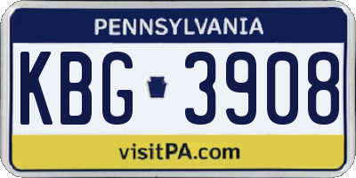 PA license plate KBG3908