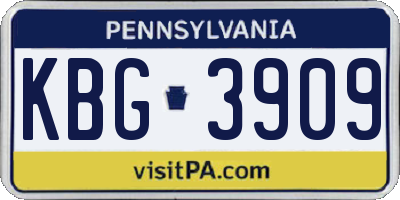 PA license plate KBG3909