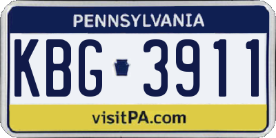 PA license plate KBG3911