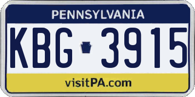 PA license plate KBG3915