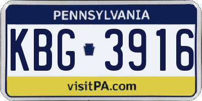 PA license plate KBG3916