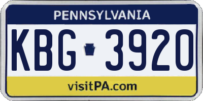 PA license plate KBG3920