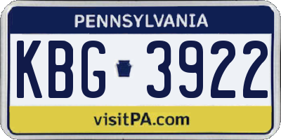 PA license plate KBG3922