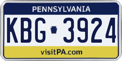 PA license plate KBG3924