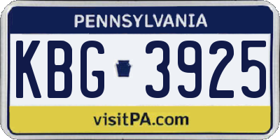 PA license plate KBG3925