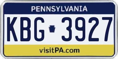 PA license plate KBG3927