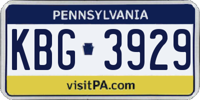 PA license plate KBG3929