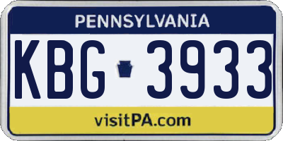 PA license plate KBG3933