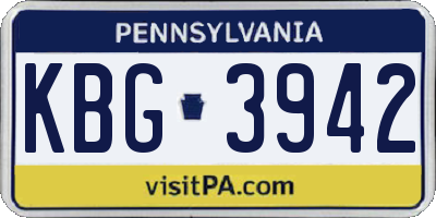 PA license plate KBG3942