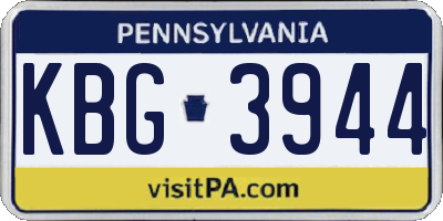 PA license plate KBG3944