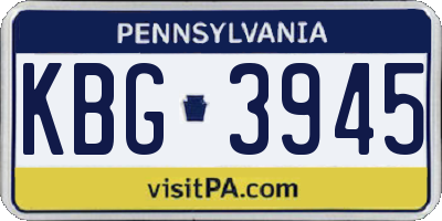 PA license plate KBG3945