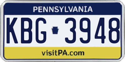 PA license plate KBG3948