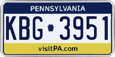 PA license plate KBG3951