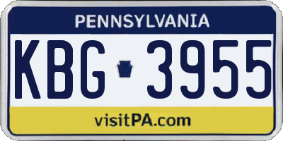PA license plate KBG3955