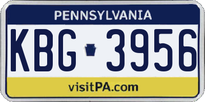 PA license plate KBG3956